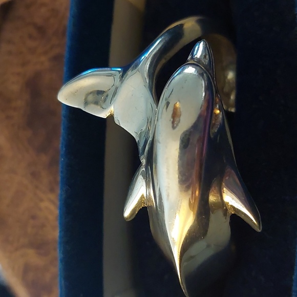 Vintage Taxco Mexico Sterling Silver Dolphin Cuff Bracelet – 925 Solid Silver - Picture 7 of 16